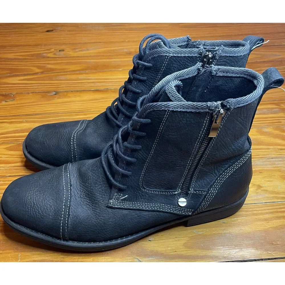 Gray Saks Fifth Avenue Grey Leather Boots Mens‎ Size 12